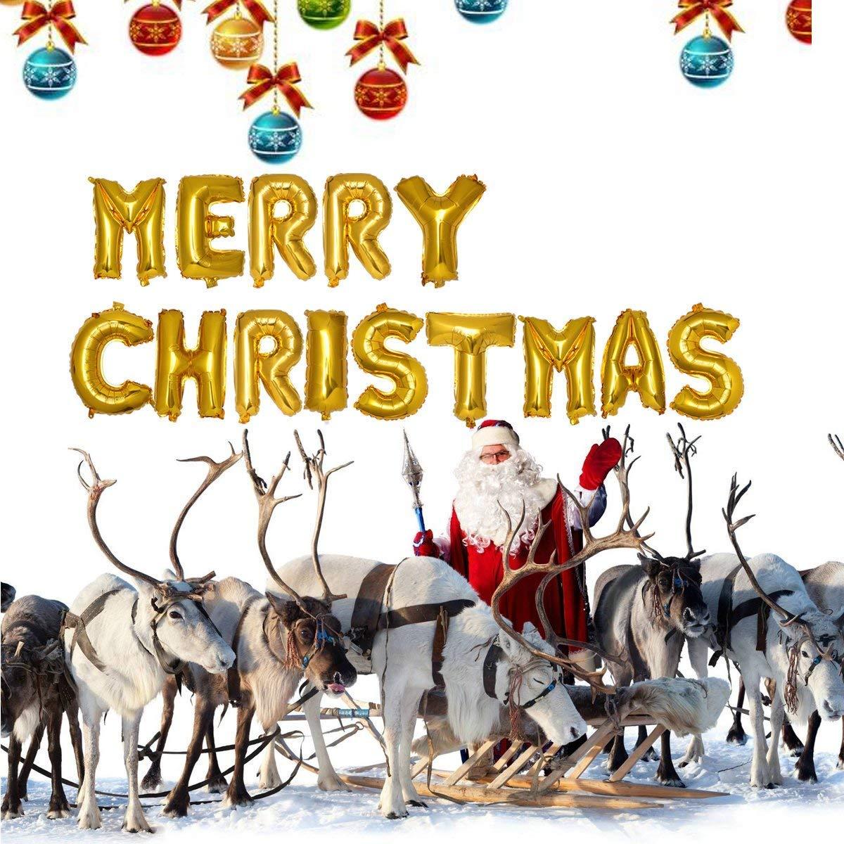 Merry Christmas Gold Letter Balloon